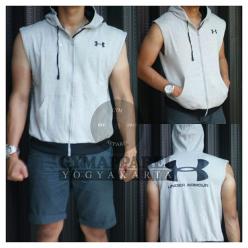 Hoodie Jaket Rompi Under Armour Tanpa Lengan Cotton Regular fitted